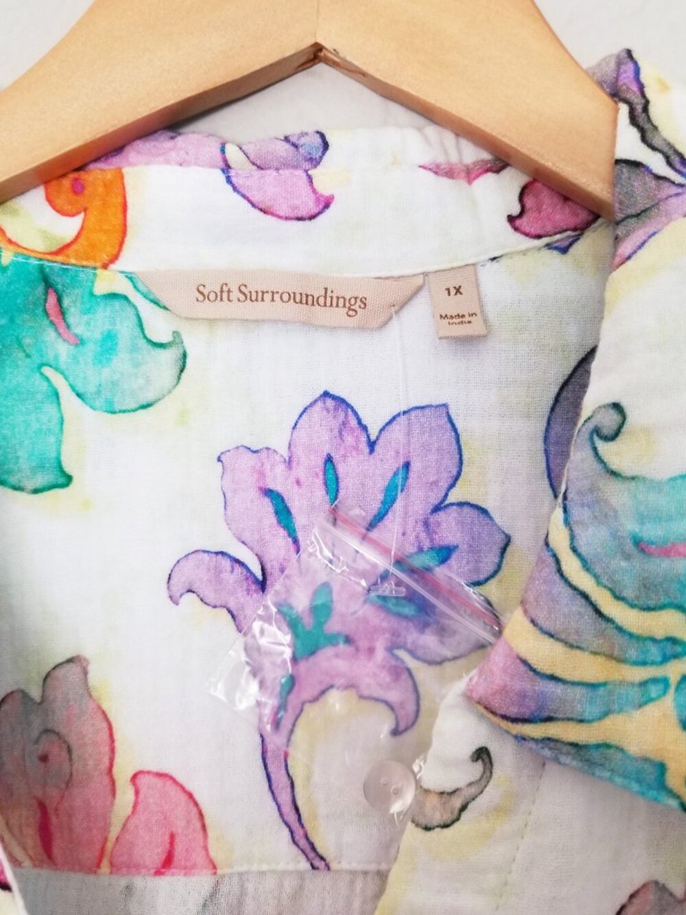 NEW Soft Surroundings Escambia Gauze Tunic Shirt 1X Multi Painterly Floral $110 - Picture 9 of 16